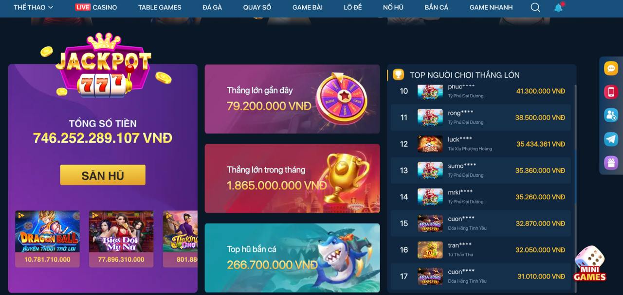 Ảnh chụp màn hình giải thưởng Jackpot của win88